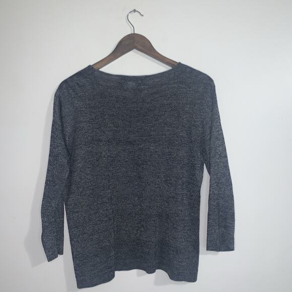 Carlisle 100% Silk Gray Top Long Sleeve Women Size M Round Neck Formal Casual - Picture 4 of 8